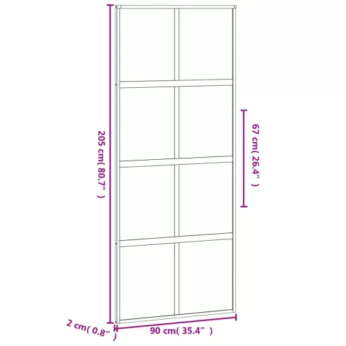  fekete edzett üveg és alumínium tolóajtó 76 x 205 cm