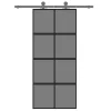  fekete edzett üveg és alumínium tolóajtó 90 x 205 cm