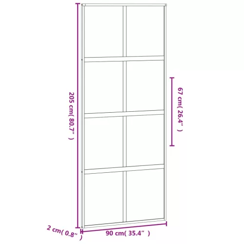  fekete edzett üveg és alumínium tolóajtó 90 x 205 cm