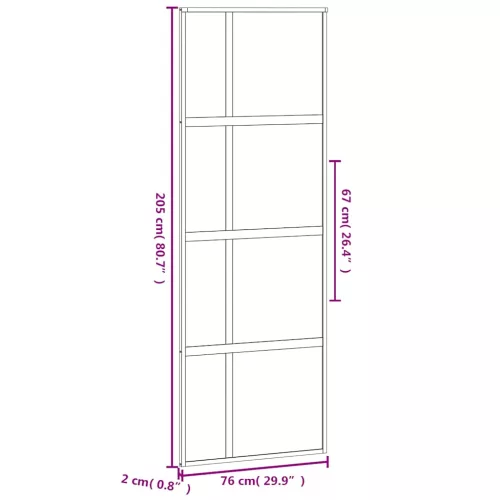  fekete edzett üveg és alumínium tolóajtó 76 x 205 cm