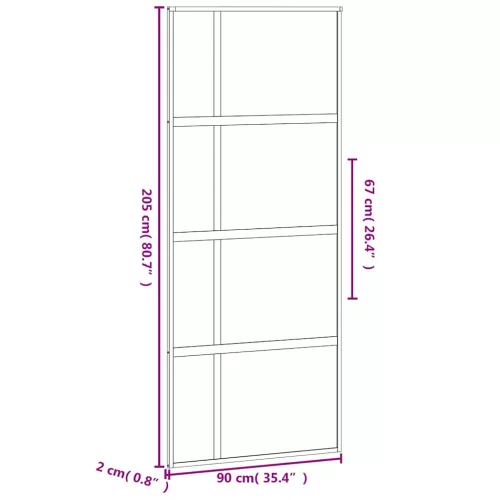  fekete edzett üveg és alumínium tolóajtó 90 x 205 cm