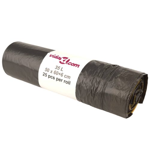  szemeteszsákok húzózsinórral 250 db Fekete 35 L