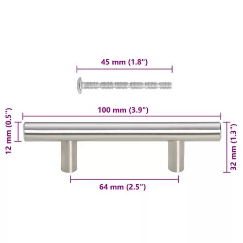  10 db ezüst rozsdamentes acél szekrényfogantyú 64 mm
