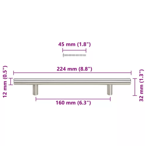  10 db ezüst rozsdamentes acél szekrényfogantyú 160 mm
