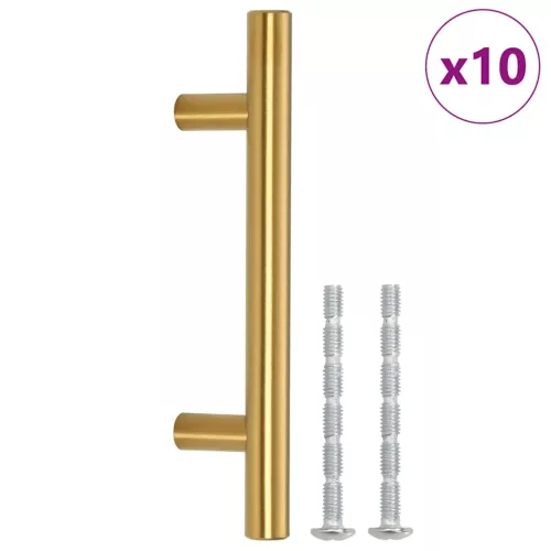  10 db aranyszínű rozsdamentes acél szekrényfogantyú 64 mm