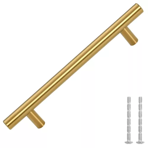  10 db aranyszínű rozsdamentes acél szekrényfogantyú 128 mm