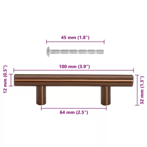  10 db bronz rozsdamentes acél szekrényfogantyú 64 mm