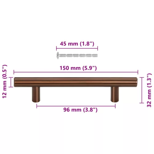  10 db bronz rozsdamentes acél szekrényfogantyú 96 mm