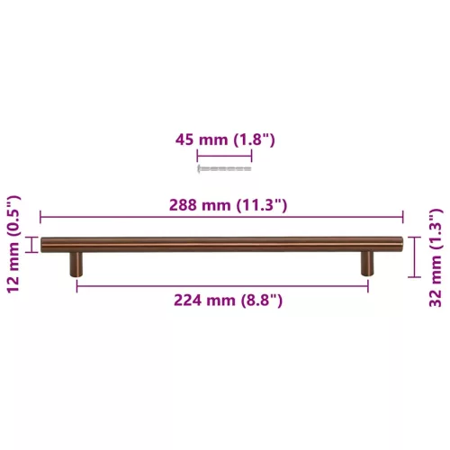  5 db fekete rozsdamentes acél szekrényfogantyú 224 mm