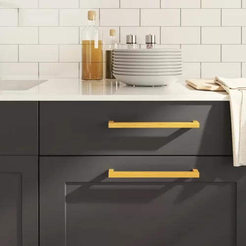  5 db aranyszínű rozsdamentes acél szekrényfogantyú 224 mm