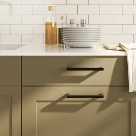  10 db fekete rozsdamentes acél szekrényfogantyú 128 mm