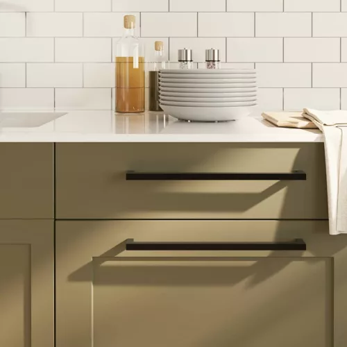  5 db fekete rozsdamentes acél szekrényfogantyú 320 mm