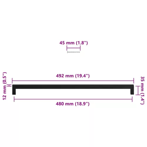  5 db fekete rozsdamentes acél szekrényfogantyú 480 mm