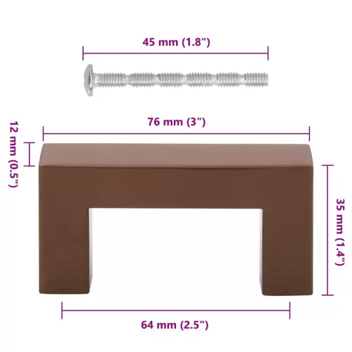  10 db bronz rozsdamentes acél szekrényfogantyú 64 mm