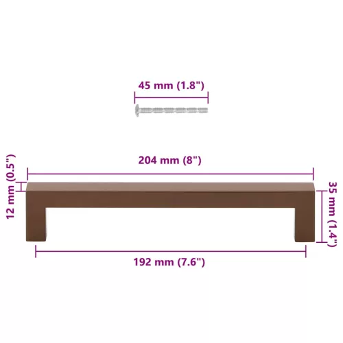  5 db bronz rozsdamentes acél szekrényfogantyú 192 mm