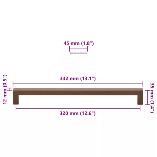  5 db bronz rozsdamentes acél szekrényfogantyú 320 mm