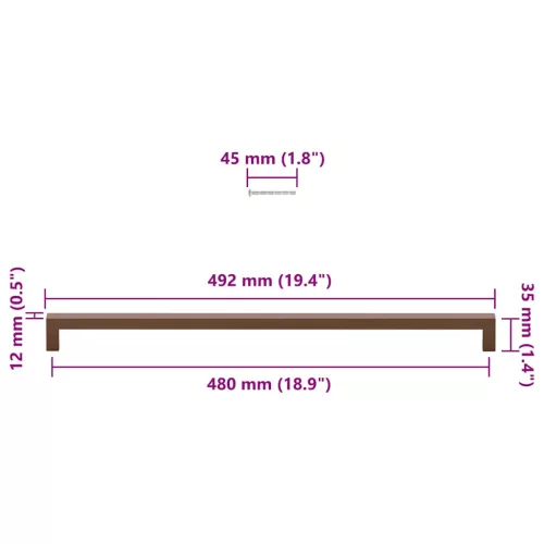 5 db bronz rozsdamentes acél szekrényfogantyú 480 mm