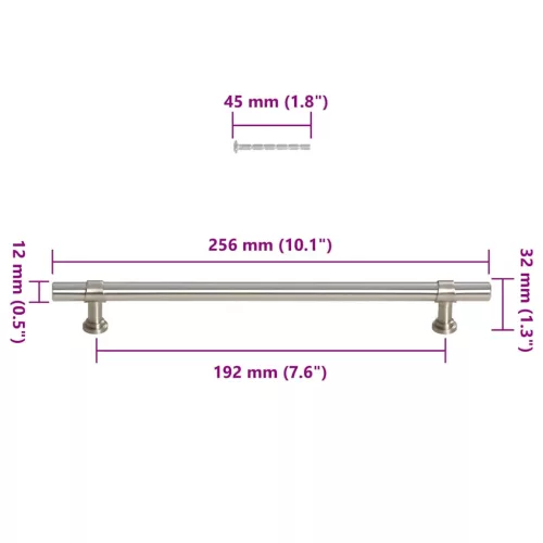  5 db ezüst rozsdamentes acél szekrényfogantyú 192 mm