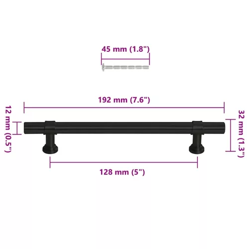  10 db fekete rozsdamentes acél szekrényfogantyú 128 mm