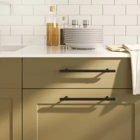  5 db fekete rozsdamentes acél szekrényfogantyú 192 mm