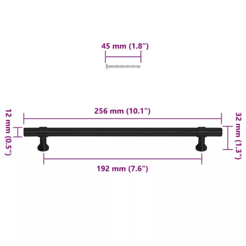 5 db fekete rozsdamentes acél szekrényfogantyú 192 mm