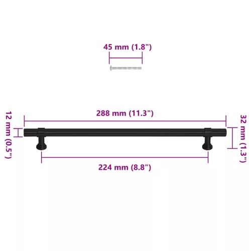  5 db fekete rozsdamentes acél szekrényfogantyú 224 mm