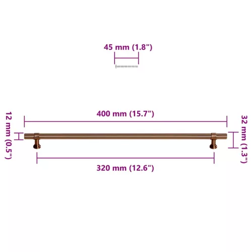  5 db bronz rozsdamentes acél szekrényfogantyú 320 mm
