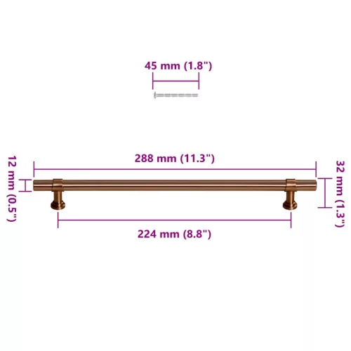  5 db bronz rozsdamentes acél szekrényfogantyú 480 mm
