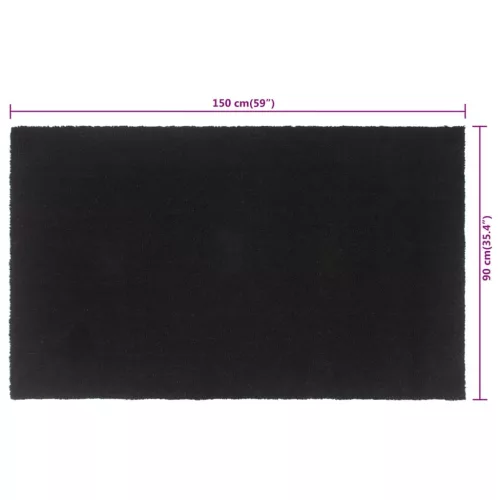  ajtószőnyeg Fekete 90x150 cm Tuftolt kókuszrostos szőnyeg