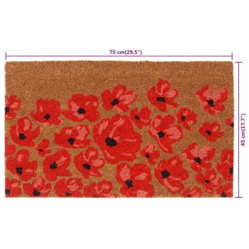  természetes színű rojtos kókuszrost lábtörlő 45 x 75 cm