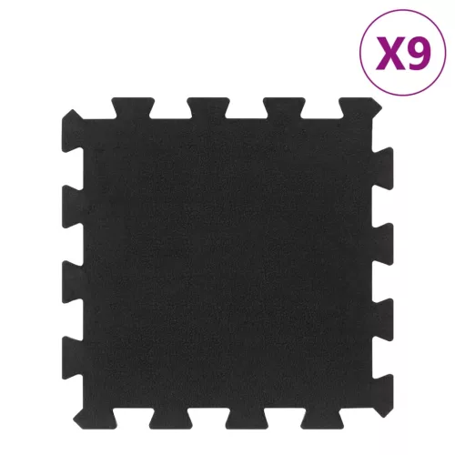 9 db fekete gumi padlólap 16 mm 30 x 30 cm