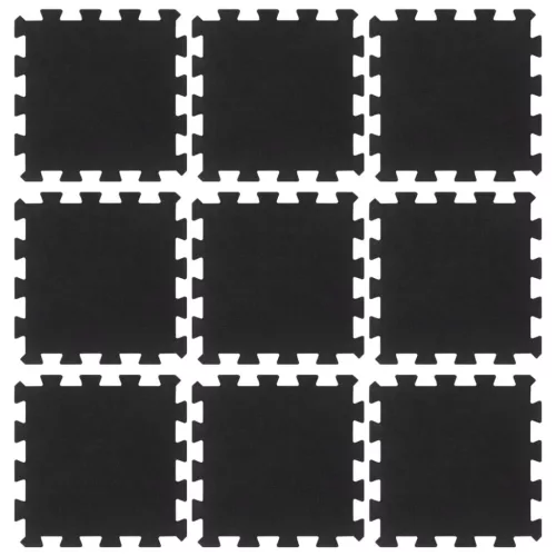  9 db fekete gumi padlólap 16 mm 30 x 30 cm