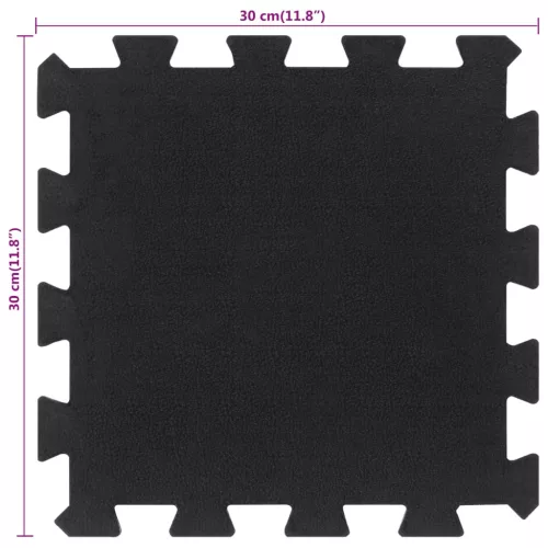  9 db fekete gumi padlólap 16 mm 30 x 30 cm