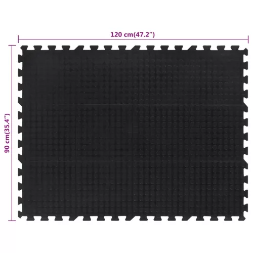  fekete gumi padlólap 12 mm 90 x 120 cm