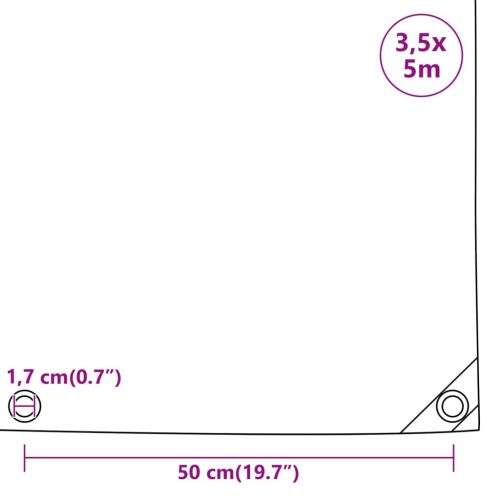  antracitszürke ponyva 3,5 x 5 m 650 g/m²