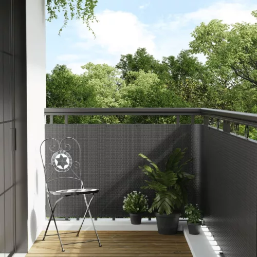  antracitszürke polyrattan erkélyparaván 300x90 cm
