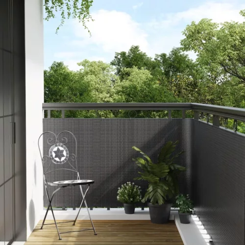  antracitszürke polyrattan erkélyparaván 400x80 cm