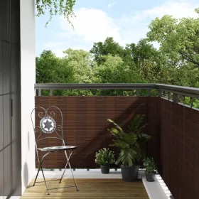  barna és fekete polyrattan erkélyparaván 300x80 cm