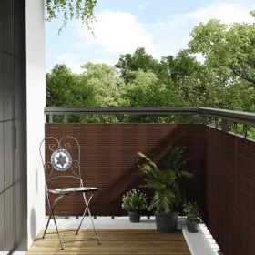  barna és fekete polyrattan erkélyparaván 400x80 cm