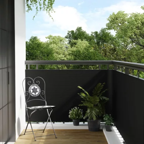  fekete polyrattan erkélyparaván 500x80 cm