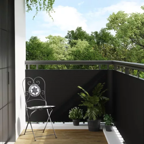  fekete polyrattan erkélyparaván 500x90 cm