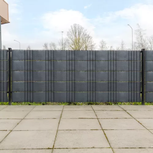  10 db antracitszürke polyrattan erkélyparaván 255 x 19 cm