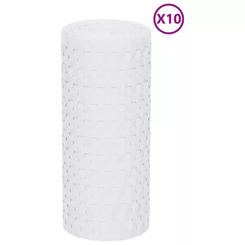  10 db fehér polyrattan erkélyparaván 255 x 19 cm