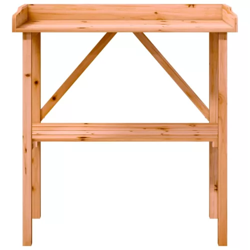  barna tömör fenyőfa növénytartó asztal polccal 78x38x82,5 cm
