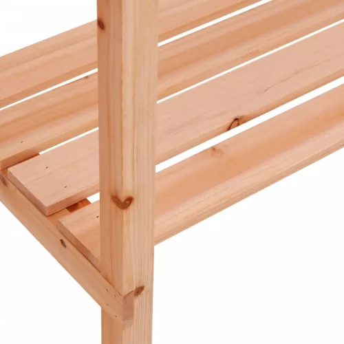  barna tömör fenyőfa növénytartó asztal polccal 78x38x82,5 cm