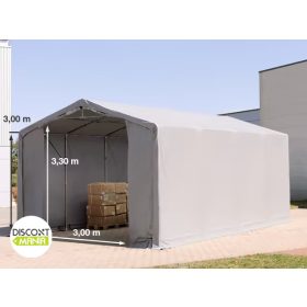   TP Outlander 5x10m 3m oldalmagas raktársátor tűzálló ponyvával, szürke, bejárat típusa: standard