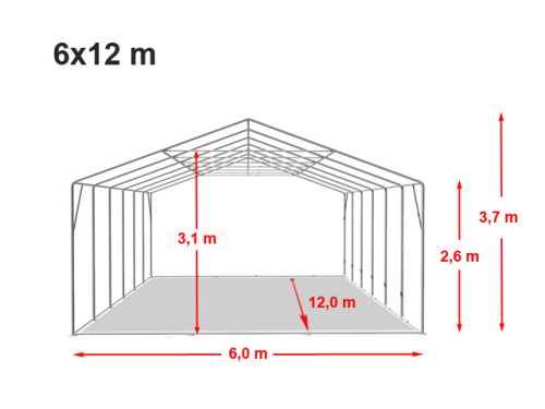 Party šator 6x8m, bočna visina:2,6m-PROFESSIONAL DELUXE 550g/m2-posebno jaka čelična konstukcija