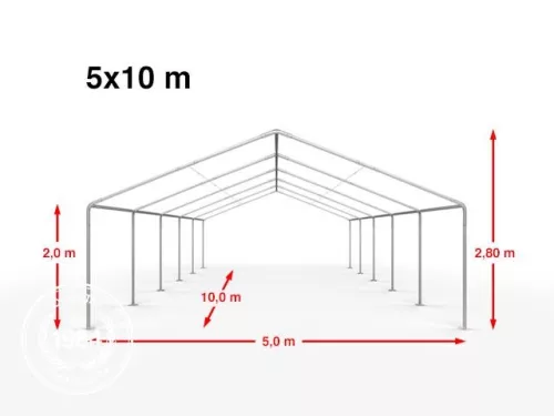 TP 5x10m standard rendezvénysátor, PE 450 - fehér
