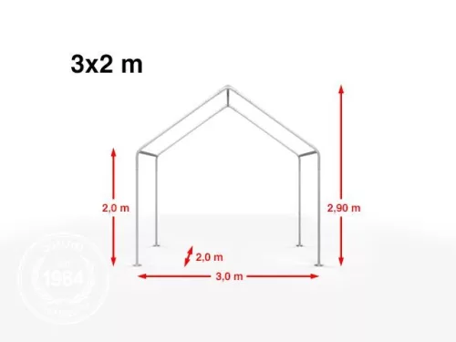TP 3x2m standard rendezvénysátor, PE 450 - fehér
