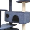  sötétkék macskabútor szizál kaparófákkal 125 cm
